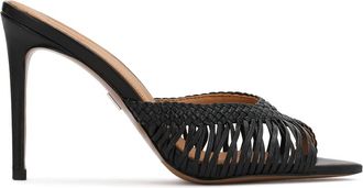 Kazar Heeled mules met gevlochten bovenkant - Dames - Muiltjes - Zwart - 41 EU - Leer - Schoenen