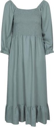 Mountain Warehouse Cadiz Shirred Long-Sleeved Midi Dress in Khaki Green at Nordstrom, Size 10