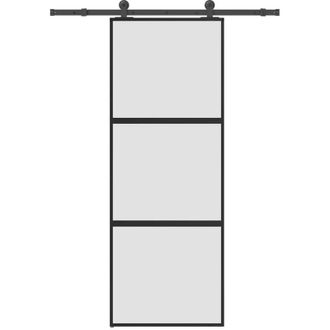 vidaXL Puerta Corredera Set Herrajes Vidrio Templado Aluminio 76x205cm