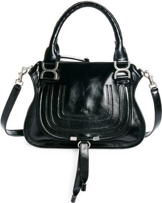 Chlo&eacute; Small Marcie Leather Satchel in Black at Nordstrom