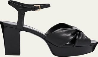 Jimmy Choo London Heloise Leather Knot Platform Sandals