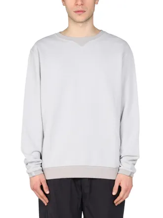Monobi Cotton Crewneck with Contrast Band Sweatshirt - Gray