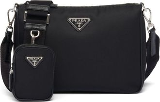 Prada Re-Nylon messenger bag - unisex - Leather/Recycled Nylon - OS - Black