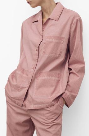 Mango Garment Dyed Button-Up Shirt in Medium Pink at Nordstrom, Size Small