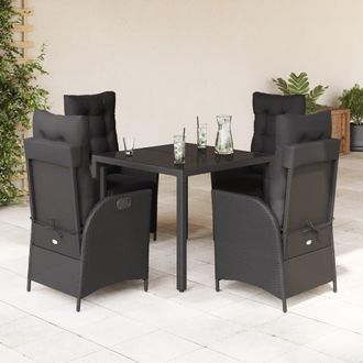 vidaXL Set De Muebles Jard&iacute;n 5 Pzas Con Cojines Rat&aacute;n Sint&eacute;tico Negro Vidaxl