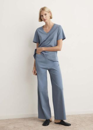 Mango Maglietta pigiama cotone maniche corte blu - Donna - S - MANGO