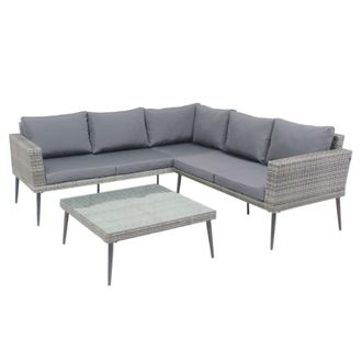 Concept Usine Conjunto de jard&iacute;n bajo de resina y acero de 5 plazas