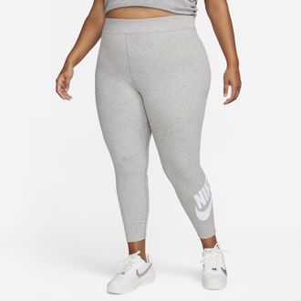 Nike Womens Nike Sportswear Classics High-Waisted Graphic Leggings (Plus Size) in Grey | FB3097-063