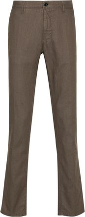 Incotex logo-embroidered trousers - men - Cotton/Linen/Flax/Elastane/Cotton - 30 - Brown