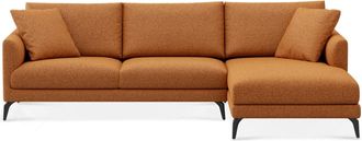 Castlery Lena Chaise Sectional Sofa Right Facing Customized, Performance Boucle, Rust, Matte Black Legs, Spill Resistant, Removable Covers for Sofas