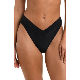 L'agence Ashleigh V-Cut High Leg Bikini Bottoms in Black at Nordstrom, Size X-Small