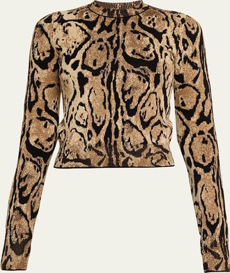 Stella McCartney Leopard Jacquard Knit Crewneck Sweater