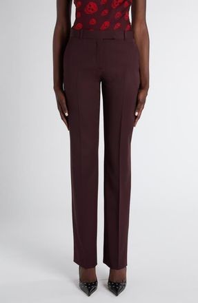 Alexander McQueen Wool Cigarette Trousers in Dark Purple at Nordstrom, Size 14 Us