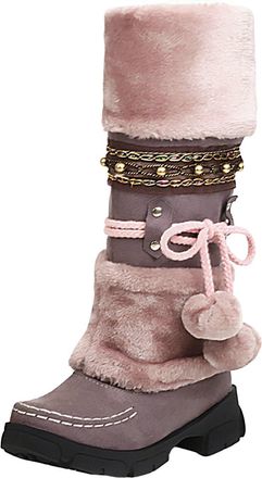 Generic Women Winter Snow Boots Warm Mid Calf Boots Anti-Slip Comfortable Lightweight Platform Down Cotton Shoes (1-Purple, 3.5)