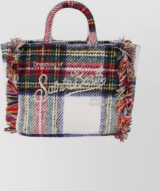 MC2 Saint Barth chic tote bag with fringe and plaid