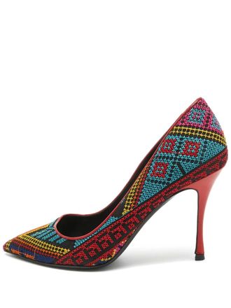 Nicholas Kirkwood Pre-owned 90mm embroidered pointed-toe pumps - women - Fabric/Calf Leather/Calf Leather - 37
