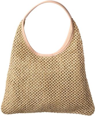 Persaman New York Nola Raffia & Leather Hobo