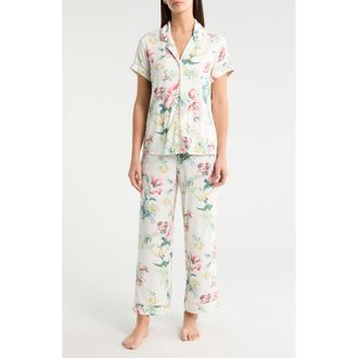 Nordstrom Moonlight Eco Crop Pajamas in Ivory- Coral Orange Blossom at Nordstrom, Size X-Small