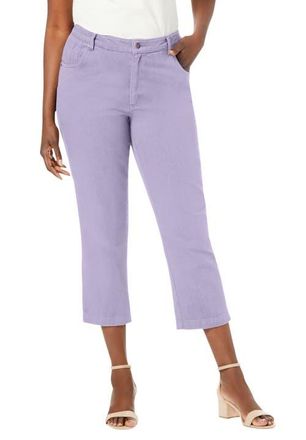 Jessica London Classic Cotton Denim Capri in Pale Lilac at Nordstrom, Size 28