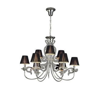 Netlighting Acanto Pendant Round 9 Light E14 Polished Chrome With Black Shades in Grey
