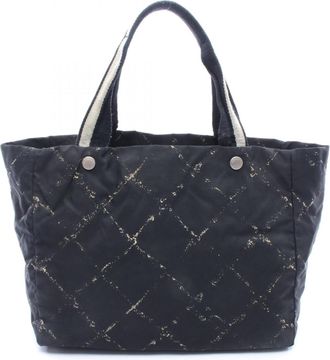 Chanel Black Nylon Handbag Tote Bag (Pre-Owned)