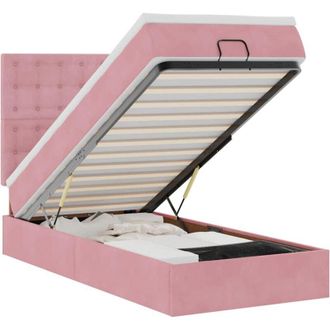 vidaXL Estructura Cama Otomana Colchones Terciopelo Rosa 80x200cm Vidaxl