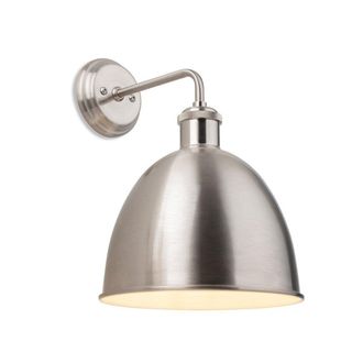Netlighting Genoa Industrial Dome Wall Light Brushed Steel in Grey