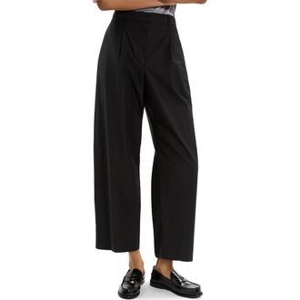Theory Wide Leg Crop Cotton Blend Pants in Black at Nordstrom Rack, Size 2