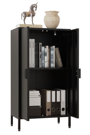 VCM Cajones De Acero Vcm Sideboard Con Puertas Giratorias Dimensiones Aprox. Al. 110 X An. 60 X P. 35 Cm - Flokas M (negro)