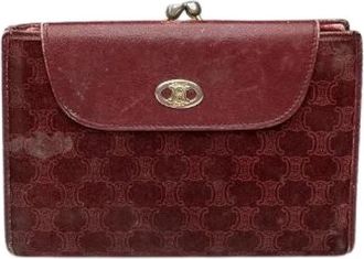 Celine Pre-owned Vintage Suede Monogram Portemonnee - Dames - Vintage Accessoires - Rood - ONE Size - Leer - Vintage