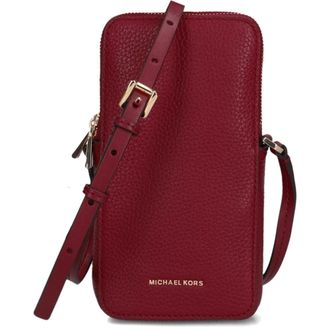 Michael Kors Jet Set Small Pebbled Leather Smartphone Crossbody Tas - Dames - Accessoires - Rood - Maat: ONE Size Leer