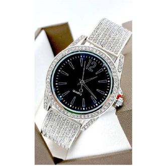 Trade Shop Trade Shop - Orologio Da Polso Sousou 6733 Donna Quarzo Acciaio Brillantini Silver Fondo Nero