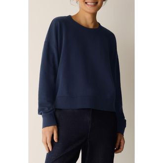 Eileen Fisher Organic Cotton Crop Sweatshirt in Ink at Nordstrom, Size Medium