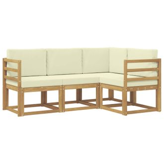 vidaXL Conjunto De Sof&aacute;s De Exterior Con Coj&iacute;n 4 Pcs Blanco Y Crema Vidaxl