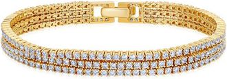 Crislu 18K Gold Over Silver Cz Bracelet