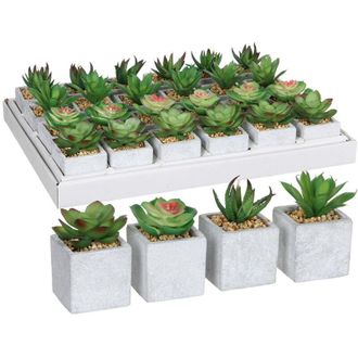 MiCa Decorations Mica Decorations - Suculenta Pvc 8x5cm Verde Maceta Pl&aacute;stica Gris Surtidos