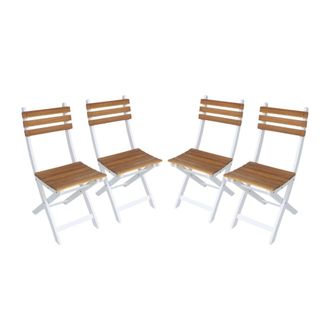 Sweeek Silla de jard&iacute;n plegable madera de acacia, set de 4, blanco