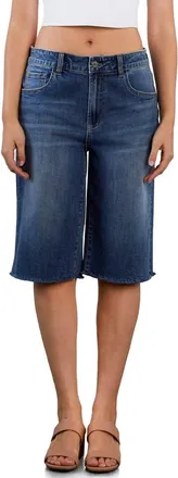 HINT OF BLU Longer Length Denim Shorts in Shine Blue at Nordstrom, Size 27