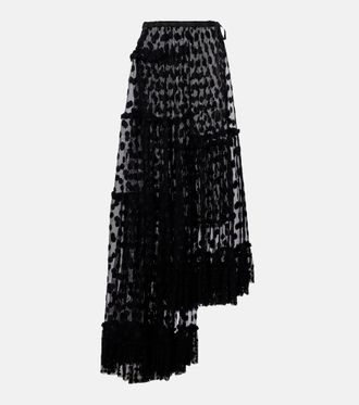 Dries Van Noten Polka-dot asymmetric cotton-blend maxi skirt
