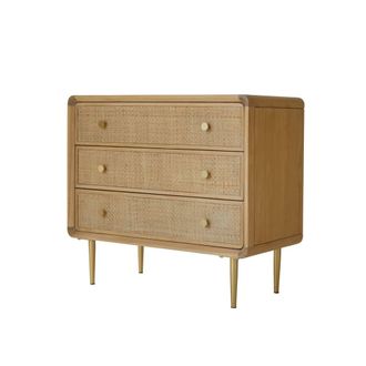 Tikamoon C&oacute;moda de roble macizo y ca&ntilde;a