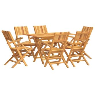 Berkfield Home 7 Piece Garden Dining Set Solid Wood Teak in Brown