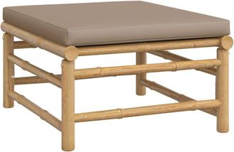 vidaXL Reposapi&eacute;s De Jard&iacute;n Bamb&uacute; Con Coj&iacute;n Gris Taupe Vidaxl