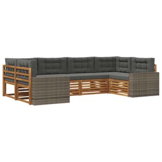 vidaXL Conjunto De Sof&aacute;s De Exterior 6 Pcs Natural Y Antracita Vidaxl