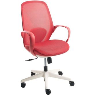 Beliani Office Chair Red Mesh Swivel Base Armrests Tilting Backrest Adjustable Height PU Molded Foam Seat Home Office Open-Space FOAMA