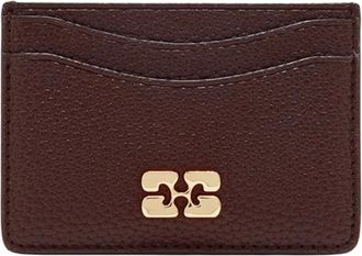 Ganni Bou Card Holder Grained - Accessories - Mujer - Marr&oacute;n - ONE SIZE