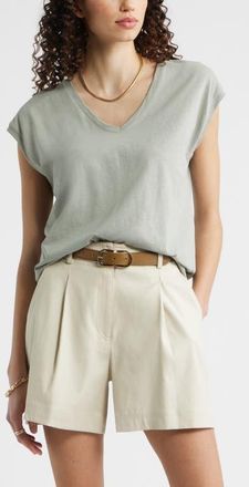 Nordstrom Sleeveless V-Neck Cotton T-Shirt in Green Chaparral at Nordstrom, Size Xx-Large