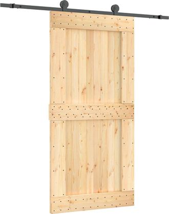 vidaXL Puerta Corredera 100 X 210 Cm Natural Y Negro Vidaxl