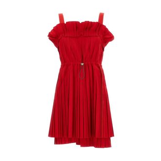 Fendi Pleated Faille Mini Dress - female - Fendi - Short Dresses - Red - S - Dresses