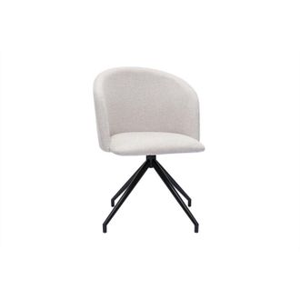 Miliboo Sedia design girevole a 360&deg; in tessuto effetto velluto beige e metallo nero VANITY