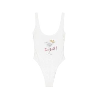 Os&eacute;ree One-piece, female, White, Size: S Rhinestone-embellished Scoop-neck Swimsuit